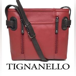 - Tignanello Leather Perfect Pocket Large Function Crossbody Bag, Red and …